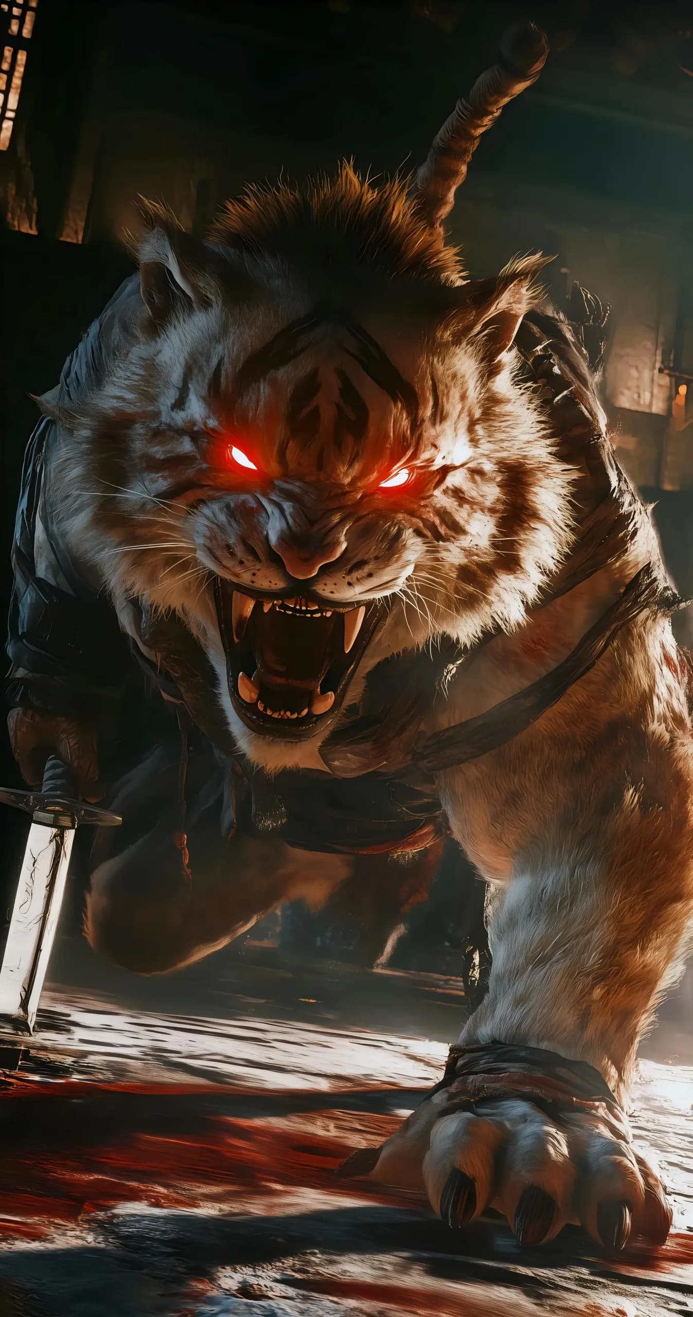 Tiger Vanguard Phone Wallpaper - Black Myth: Wukong 2K phone wallpaper