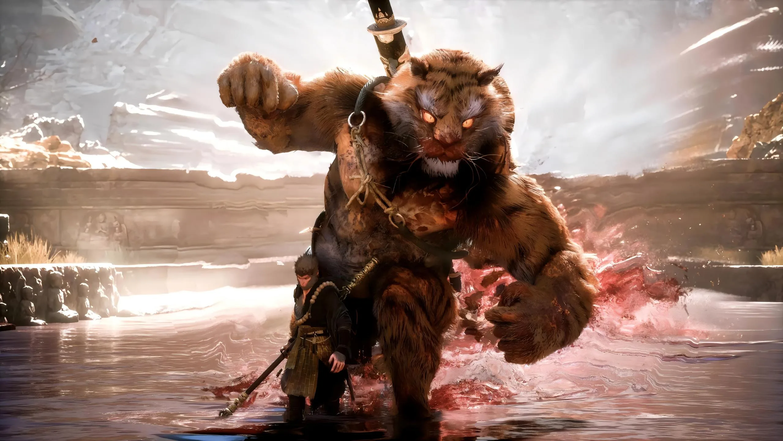 Tiger Vanguard Mythic Warrior Portrait 04 - Black Myth: Wukong 2K phone wallpaper